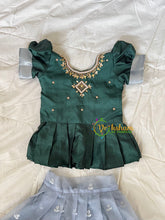 Forest Green with Silver Grey Indian Traditional Girls Lehenga-VS1810